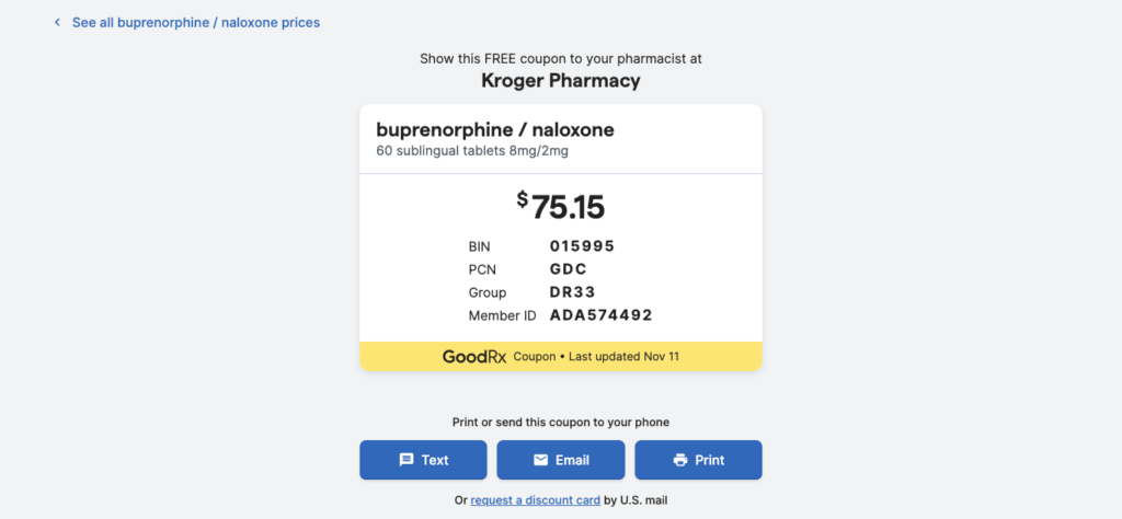 GoodRx Suboxone Tablet coupon